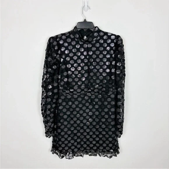 House of Harlow 1960 x REVOLVE Black Metallic Dot Carlo Mini Dress XL - Picture 3 of 10